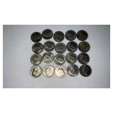 20. Mixed date Kennedy half dollars