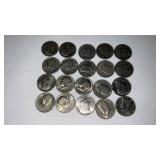 20. Mixed date Kennedy half dollars