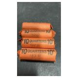 4 Rolls 1990s Quarters Stamped D