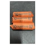 3 Rolls 1990s Quarters Stamped D