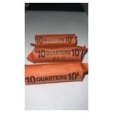 3 rolls of 1980ï¿½s quarters with a D mint mark