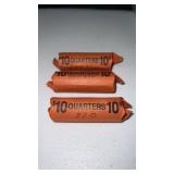 3 rolls of 1980ï¿½s quarters with a D mint mark