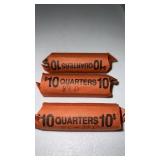 3 rolls of 1980ï¿½s quarters with a D mint mark