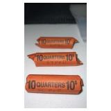 3 rolls of 1980ï¿½s quarters with a P & D mint mark