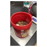 Assorted Coins in Plastic Jar , 4 pounds 40 oz