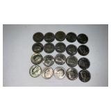 20. Mixed date Kennedy half dollars