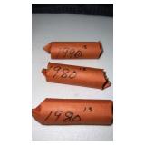 3 rolls of 1980ï¿½s  1990ï¿½s quarters  unsearched