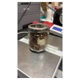 Small Glass Jar 1968 Pennies Unsearched, 1 Pound