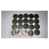 20. Mixed date Kennedy half dollars
