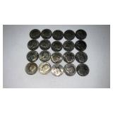 20. Mixed date Kennedy half dollars