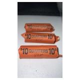 3 rolls of 1980ï¿½s quarters with a D mint mark