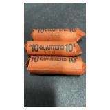 3 Rolls 1990s Quarters, Stamped D
