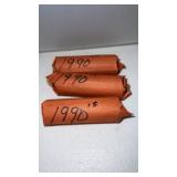 3 rolls of 1990ï¿½s unsearched quarters