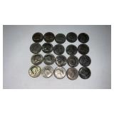 20. Mixed date Kennedy half dollars