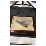 Wooden jewelry box with train picture on the top