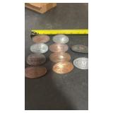 10 Small Railroad Metal Medallions, Various