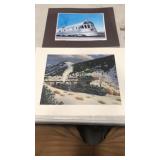 2 locomotive paintings, CB&Q Zephyr by artist