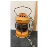 Vintage Railroad Style Lantern Amber Glass