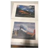 2 locomotive paintings by artist Fogg, Great