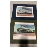 2 locomotive paintings by artist Lance Bukove,