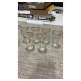 6 glass juice glasses with gold rim