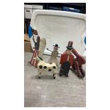 5 Home Decor Items, Tin & Wood Animals Holiday