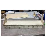 Long rustic wooden shelf with 4 drawers