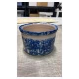 Blue sponge ware crock