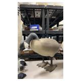 2 goose decoys one feeder head plastic