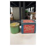 2 vintage tins one unbranded green and one salted