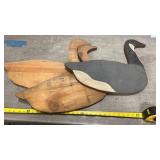 3 Vintage Wood Flat Goose Decoys