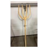 Antique wooden pitch fork one piece wood