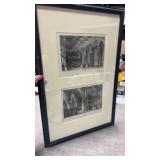 Framed etching of Paris France church