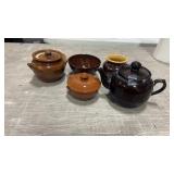 5 Stoneware Pieces Tea Pot Bowls & more