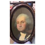 Oval framed lithograph of George Washington