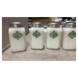 Vintage milk glass kitchen shakers