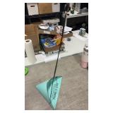 Vintage metal long handle dust pan with