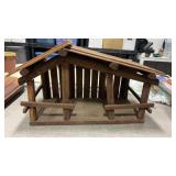 Wooden nativity stable or manger scene crï¿½che