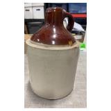 Two Tone Brown Top Stoneware Crock , Approx 8ï¿½