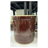 Brown stoneware crock unmarked 11ï¿½x10.5ï¿½ unknown