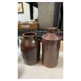 Lot of 2 stone ware one vase and one ink bottle