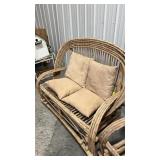 Large wooden outdoor chair and table set 2 side