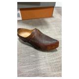Hand carved wooden shoe clog dated