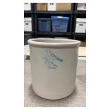 Bluebird stoneware crock with cobalt blue bird on