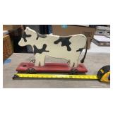 Vintage Wood Cow Toy on Wheels, No Rope