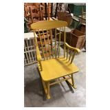 yellow wooden Rocking chair