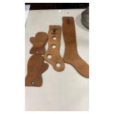 Primitive pair wood sock and glove stretchers