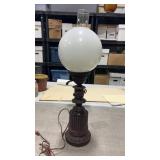 Mid century table lamp  round glass globe