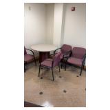 4 waiting chairs and round table 42ï¿½x29ï¿½