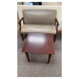 Cushioned Love Seat & Table, Table Approx 24x24